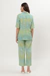 Shop_Musal_Green Cotton Crepe Print Ikat Collared Neck Nicole Shirt With Pant _at_Aza_Fashions