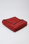 Abraham & Thakore_Maroon Cotton Velvet Embroidery Stab Stitch Bed Spread _at_Aza_Fashions