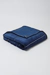 Abraham & Thakore_Blue Cotton Velvet Embroidery Stab Stitch Bed Spread _at_Aza_Fashions