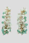 Shop_House of D'oro_Green Stones Mossy Mirage Embellished Dangler Earrings _at_Aza_Fashions