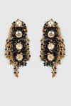 Shop_House of D'oro_Black Beads Palibin Embellished Dangler Earrings _at_Aza_Fashions