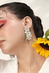 Buy_House of D'oro_White Stones Embellished Dangler Earrings _at_Aza_Fashions