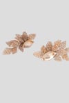 House of D'oro_Beige Crystal Lace Camellia Studs _Online_at_Aza_Fashions