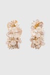 Shop_House of D'oro_Beige Crystal Flora Dale Studs _at_Aza_Fashions