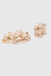 House of D'oro_Beige Crystal Flora Dale Studs _Online_at_Aza_Fashions