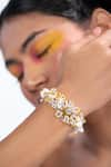 Buy_House of D'oro_Yellow Pearl Floral Embellished Bracelet _at_Aza_Fashions