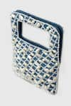 Buy_House of D'oro_Blue Pearl Denim Baguette Bag _Online_at_Aza_Fashions