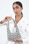 Buy_House of D'oro_Blue Pearl Embellished Hobo Bag _at_Aza_Fashions