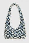 Shop_House of D'oro_Blue Pearl Embellished Hobo Bag _at_Aza_Fashions