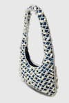 Buy_House of D'oro_Blue Pearl Embellished Hobo Bag _Online_at_Aza_Fashions