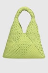 Shop_HOUSE OF D"ORO_Green Glass Beads Chartreuse Shoulder Bag _at_Aza_Fashions