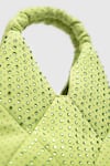 HOUSE OF D"ORO_Green Glass Beads Chartreuse Shoulder Bag _Online_at_Aza_Fashions