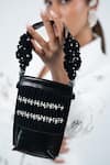 Buy_House of D'oro_Black Pearl Embellished Mobile Bag _at_Aza_Fashions