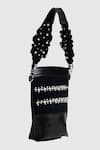 House of D'oro_Black Pearl Embellished Mobile Bag _Online_at_Aza_Fashions