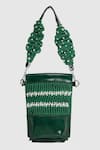 Shop_HOUSE OF D"ORO_Green Pearl Work Mobile Bag _at_Aza_Fashions