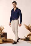 Buy_S&N by Shantnu Nikhil_Off White Rayon Solid Plain Straight Trouser _at_Aza_Fashions