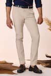 Buy_S&N by Shantnu Nikhil_Off White Rayon Solid Plain Straight Trouser _Online_at_Aza_Fashions