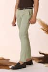 Buy_S&N by Shantnu Nikhil_Green Tencel Solid Straight-legged Trouser _Online_at_Aza_Fashions