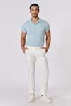 Buy_S&N by Shantnu Nikhil_Off White Cotton Solid Straight-fit Trouser _at_Aza_Fashions