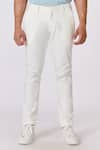 S&N by Shantnu Nikhil_Off White Cotton Solid Straight-fit Trouser _Online_at_Aza_Fashions