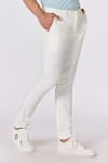 Buy_S&N by Shantnu Nikhil_Off White Cotton Solid Straight-fit Trouser _Online_at_Aza_Fashions