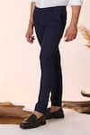 Buy_S&N by Shantnu Nikhil_Blue Poly Blend Solid Plain Straight-fit Trouser _Online_at_Aza_Fashions