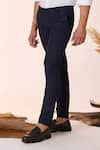 Shop_S&N by Shantnu Nikhil_Blue Poly Blend Solid Plain Straight-fit Trouser _Online_at_Aza_Fashions