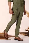 Buy_S&N by Shantnu Nikhil_Green Lyocell Solid Plain Straight Trouser _Online_at_Aza_Fashions