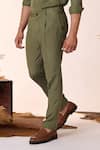 Shop_S&N by Shantnu Nikhil_Green Lyocell Solid Plain Straight Trouser _Online_at_Aza_Fashions