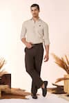 Buy_S&N by Shantnu Nikhil_Brown Cotton Solid Wide-legged Trouser _at_Aza_Fashions