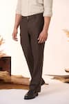 Buy_S&N by Shantnu Nikhil_Brown Cotton Solid Wide-legged Trouser _Online_at_Aza_Fashions