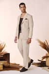 S&N by Shantnu Nikhil_Off White Linen Solid Cargo Trouser _Online_at_Aza_Fashions