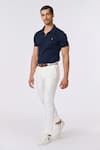 Buy_S&N by Shantnu Nikhil_Blue Giza Cotton Embroidered Thread Solid Polo T-shirt _at_Aza_Fashions