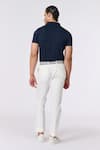 Shop_S&N by Shantnu Nikhil_Blue Giza Cotton Embroidered Thread Solid Polo T-shirt _at_Aza_Fashions