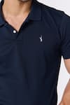 Buy_S&N by Shantnu Nikhil_Blue Giza Cotton Embroidered Thread Solid Polo T-shirt _Online_at_Aza_Fashions