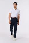 Buy_S&N by Shantnu Nikhil_White Giza Cotton Embroidered Thread Plain Polo T-shirt _at_Aza_Fashions