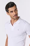 Buy_S&N by Shantnu Nikhil_White Giza Cotton Embroidered Thread Plain Polo T-shirt _Online_at_Aza_Fashions