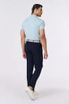 Shop_S&N by Shantnu Nikhil_Blue Giza Cotton Embroidered Thread Solid Collared Polo T-shirt _at_Aza_Fashions