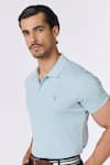 Buy_S&N by Shantnu Nikhil_Blue Giza Cotton Embroidered Thread Solid Collared Polo T-shirt _Online_at_Aza_Fashions