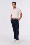 Buy_S&N by Shantnu Nikhil_Pink Giza Cotton Embroidered Thread Plain Collared Polo T-shirt _at_Aza_Fashions