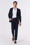 Buy_S&N by Shantnu Nikhil_Blue Poly Blend Solid Full Sleeve Jacket _at_Aza_Fashions