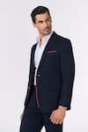 Buy_S&N by Shantnu Nikhil_Blue Poly Blend Solid Full Sleeve Jacket _Online_at_Aza_Fashions