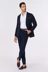 Shop_S&N by Shantnu Nikhil_Blue Poly Blend Solid Full Sleeve Jacket _Online_at_Aza_Fashions