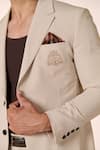 S&N by Shantnu Nikhil_Beige Rayon Embroidered Thread Crest Jacket _Online_at_Aza_Fashions