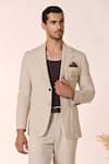 Buy_S&N by Shantnu Nikhil_Beige Rayon Embroidered Thread Crest Jacket _Online_at_Aza_Fashions