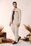 Shop_S&N by Shantnu Nikhil_Beige Rayon Embroidered Thread Crest Jacket _Online_at_Aza_Fashions