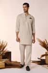 Buy_S&N by Shantnu Nikhil_Beige Rayon Solid Short Kurta _at_Aza_Fashions