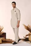 Buy_S&N by Shantnu Nikhil_Beige Rayon Solid Short Kurta _Online_at_Aza_Fashions