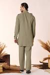 Shop_S&N by Shantnu Nikhil_Green Rayon Plain Short Kurta _at_Aza_Fashions