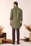 Shop_S&N by Shantnu Nikhil_Green Lyocell Embroidered Thread Crest Kurta _at_Aza_Fashions